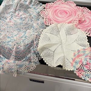 6 Vintage Crochet Doilies Beautiful Crochet Pinks and Blues